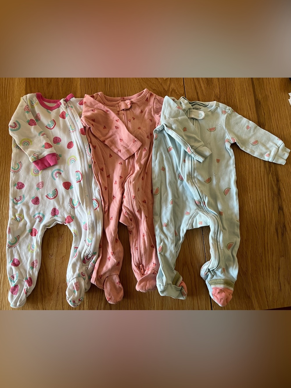 Carter’s & Koala Baby Girl 6M Footed Pajama Sleepers 3-Pack – Watermelon Ladybug